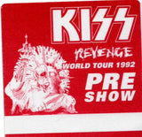 1992 KISS RARE ORIGINAL (UNUSED) "REVENGE PRE SHOW" SATIN BACKSTAGE PASS! MINT!