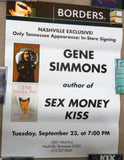 2003 RARE U.S. OFFICIAL ORIGINAL "GENE SIMMONS SEX MONEY KISS NASHVILLE, TN. BOOK SIGNING PLAYBILL POSTER"! NrMINT