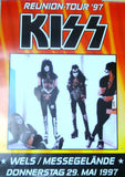 1997 Original German Import (ILLEGAL & NOT USED)"1997 KISS REUNION ALIVE WORLDWIDE POSTER FOR WELS/MESSEGELANDE, AUSTRIA MAY 29,1997 CONCERT! UNBELIEVABLE! MINT!