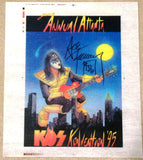 2013 ACE FREHLEY PERSONALLY AUTOGRAPHED "1995 ATLANTA KISS KONVENTION T-SHIRT TEST PRINT"! AWESOME PIECE! ONLY (2) EVER MADE! ONLY (1) AUTOGRAPHED! VERY FRAMABLE! MINT!