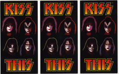 2000 KISS ORIGINAL HTF U.S. (UNUSED STRIP OF 3) "KISS THIS WINE STICKERS" MINT!