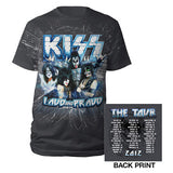 2012 KISS DISTRESSED GRAY LOUD AND PROUD "MONSTER" U.S.TOUR T-SHIRT W/DATES! )2-Sided)