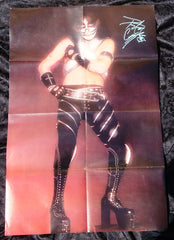 1978 PETER CRISS PERSONALLY AUTOGRAPHED 1978 "GIANT LOVE GUN ERA PETER CRISS FOLD-OUT COLOR POSTER"! AWESOME SHOT! FRAMABLE! MINT!