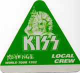 1992 KISS RARE ORIGINAL (UNUSED) "REVENGE LOCAL CREW" SATIN BACKSTAGE PASS! MINT!
