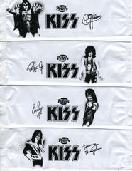 2013 Ver. 7 AUSTRALIAN IMPORT ORIGINAL OFFICIAL "KISS 40th ANNIVERSARY FROZEN THUNDERBOLT ICE CREAM BAR" WHITE SET OF ALL (4) CONCERT WRAPPERS! MINT!