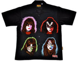 2002 U.S. (NEW-NOT WORN) OFFICIAL KISS CATALOG, LTD. "KISS SOLO FACES DRAGONFLY BUTTON UP SHIRT" MINT!