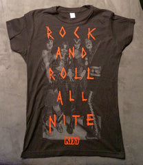 2013 KISS BLACK LADIES RNRAN/KISS LOGO "BABY DOLL "T-SHIRT! (One Sided)