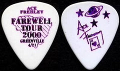 2000 KISS OFFICIAL FAREWELL TOUR "ACE FREHLEY CITY PICK - GREENVILLE 4-21" GUITAR PICK MINT!